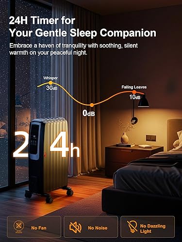 Miniatura 5 de Uthfy Calentador de radiador, calentadores eléctricos de 1500 W para uso en interiores con temporizador de 24 horas, control remoto, 7 aletas,