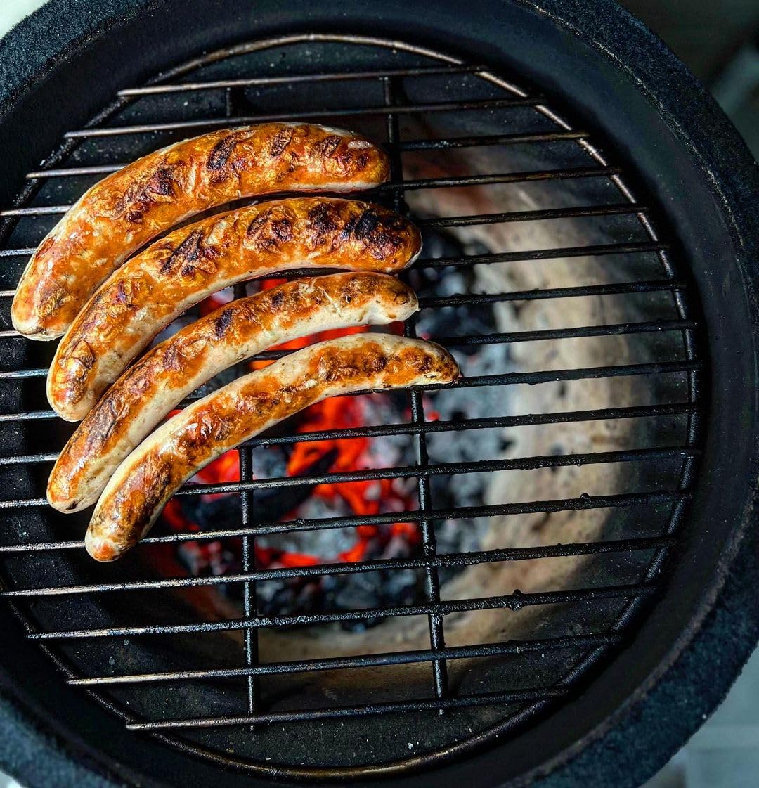 BBQ-Toro Barbacoa de Carbón Kamado "Haiiro" | Ø 32 cm | Barbacoa con Termómetro y Asas de Madera | Color Gris Mate, Bubble Frosted Glaze | Parrilla de Cerámica Kamado, Mini Parrilla de Carbón