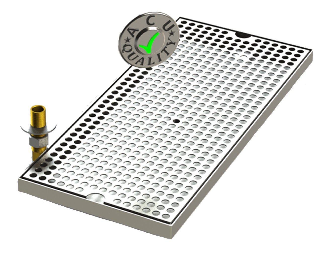 0108-20 Surface Mount Drip Tray with Drain 8" x 20" x 3/4"- Stainless Steel # 4 Brushed Finish, 0.75" Height, 8" Width, 20" Length