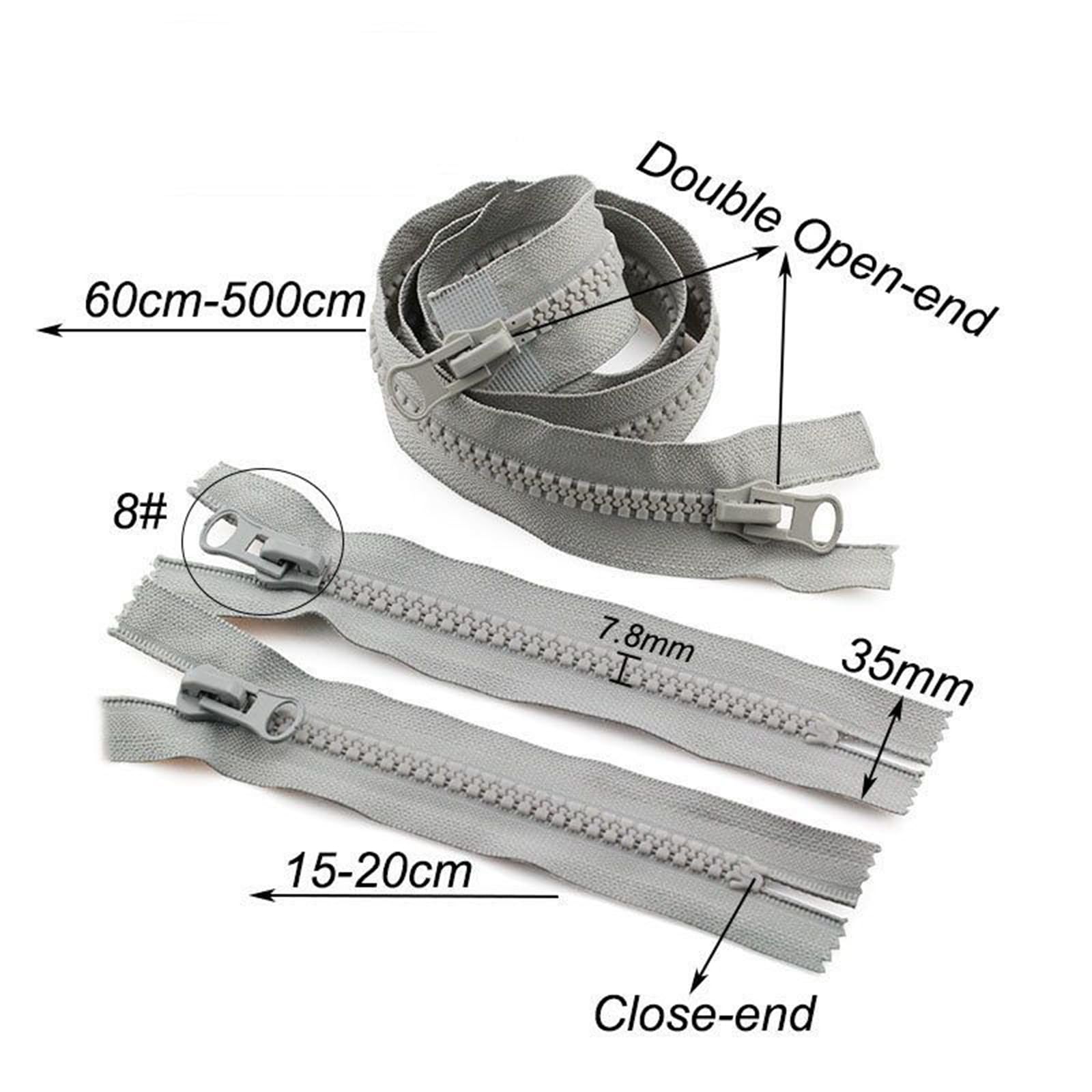 10 Cerniere In Resina 5#, 40 Cm, 50 Cm, 60 Cm, 80 Cm, Con Estremità - Foto 9