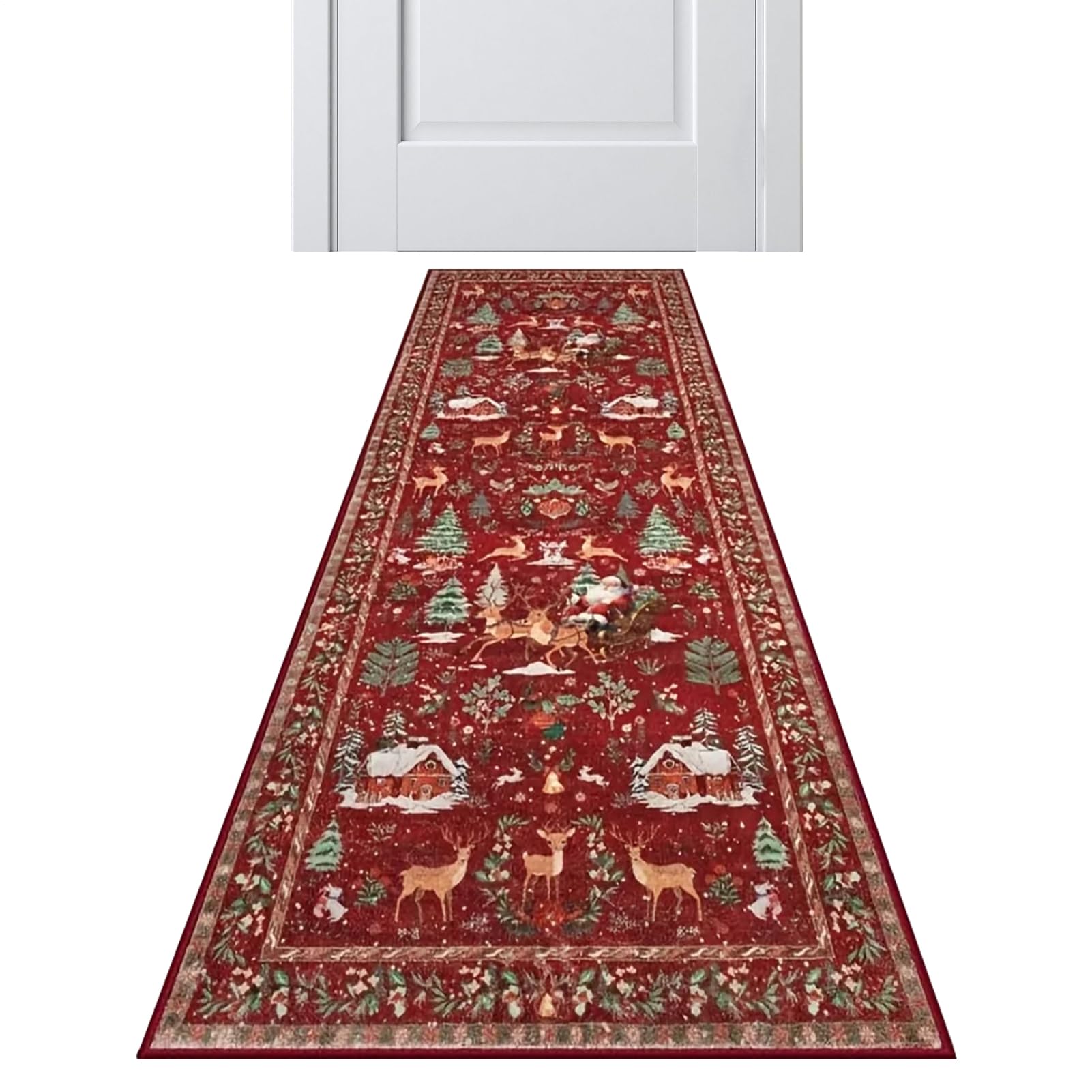 Tapis de Noël pour couloir et cuisine avec motif bonhomme de neige