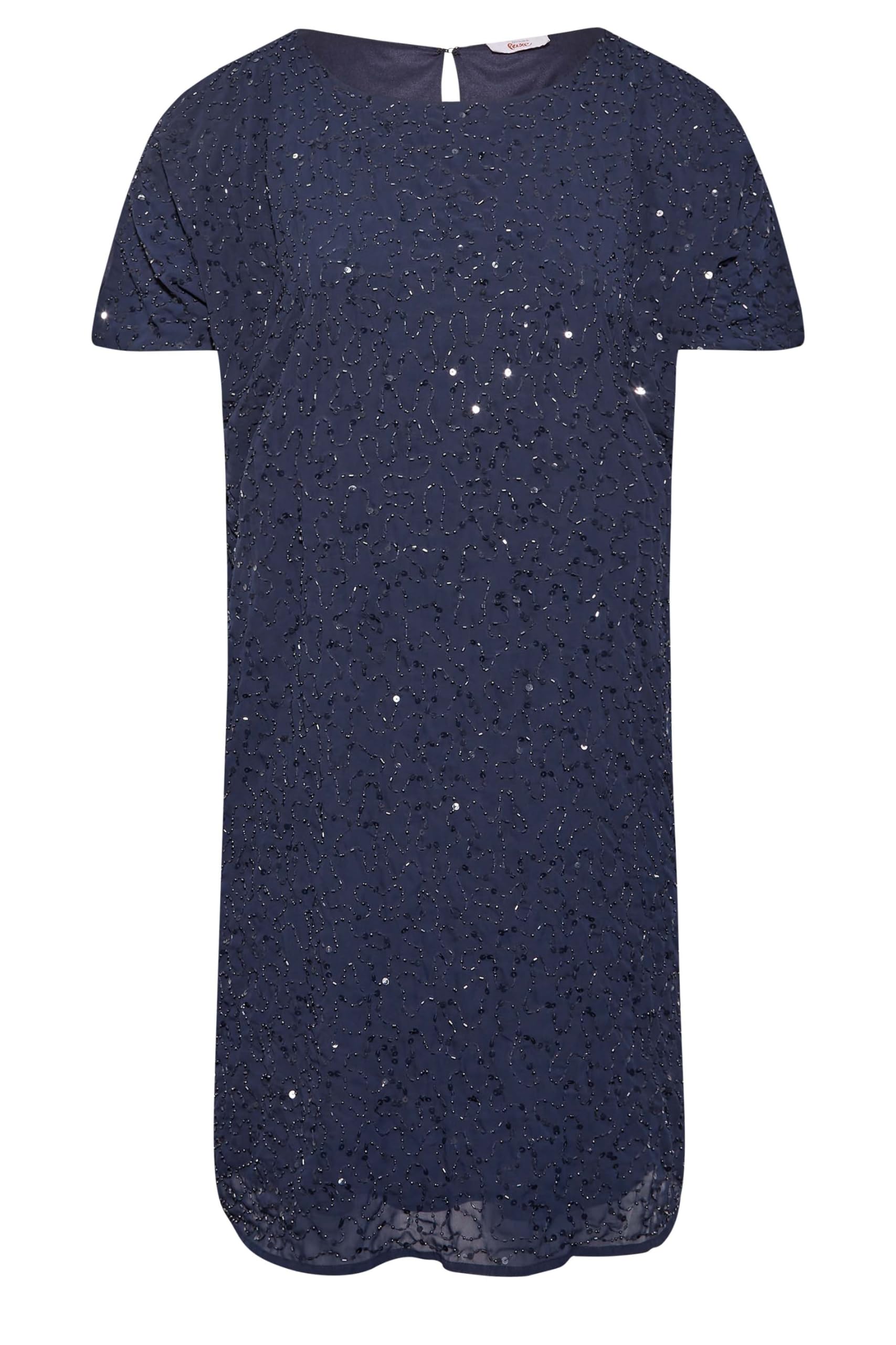 Yours Luxe: Ultimate Embellishment - Luxe Curve Blue Sequin Hand Embellished Cape Dress - Women's