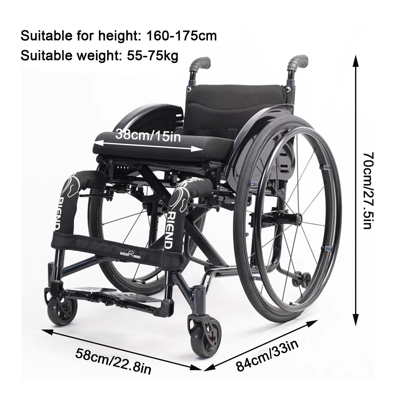 Silla de Ruedas Manual Ultraligera, Plegable y de aleación de Aluminio, Ideal para Adultos, Uso Todo Terreno, Deportiva y cómoda.