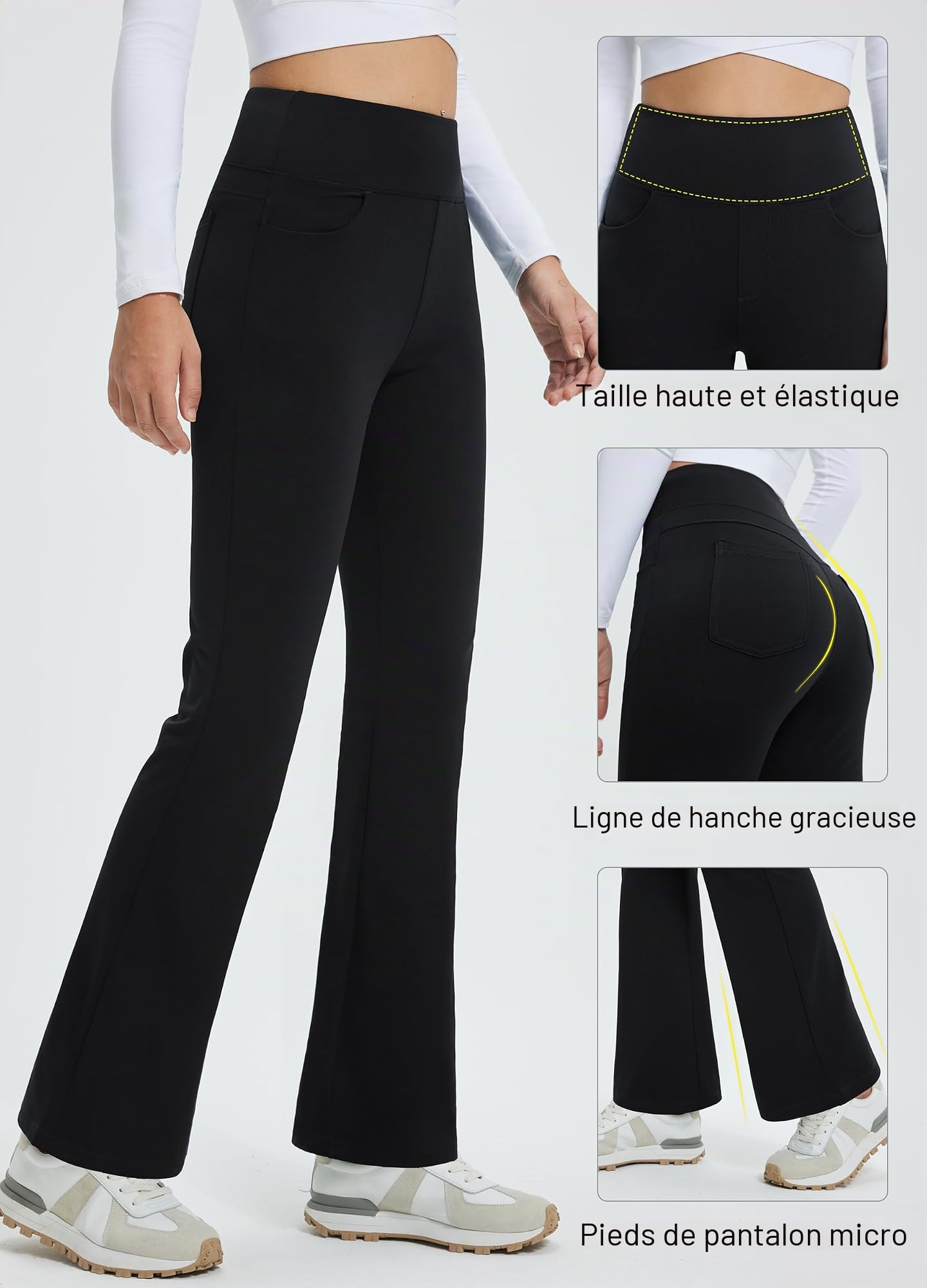 Thermo Flare Leggings Hiver Repoussant l'eau Taille Haute Douillettes Polaire Pantalon de Yoga Thermique Pantalon