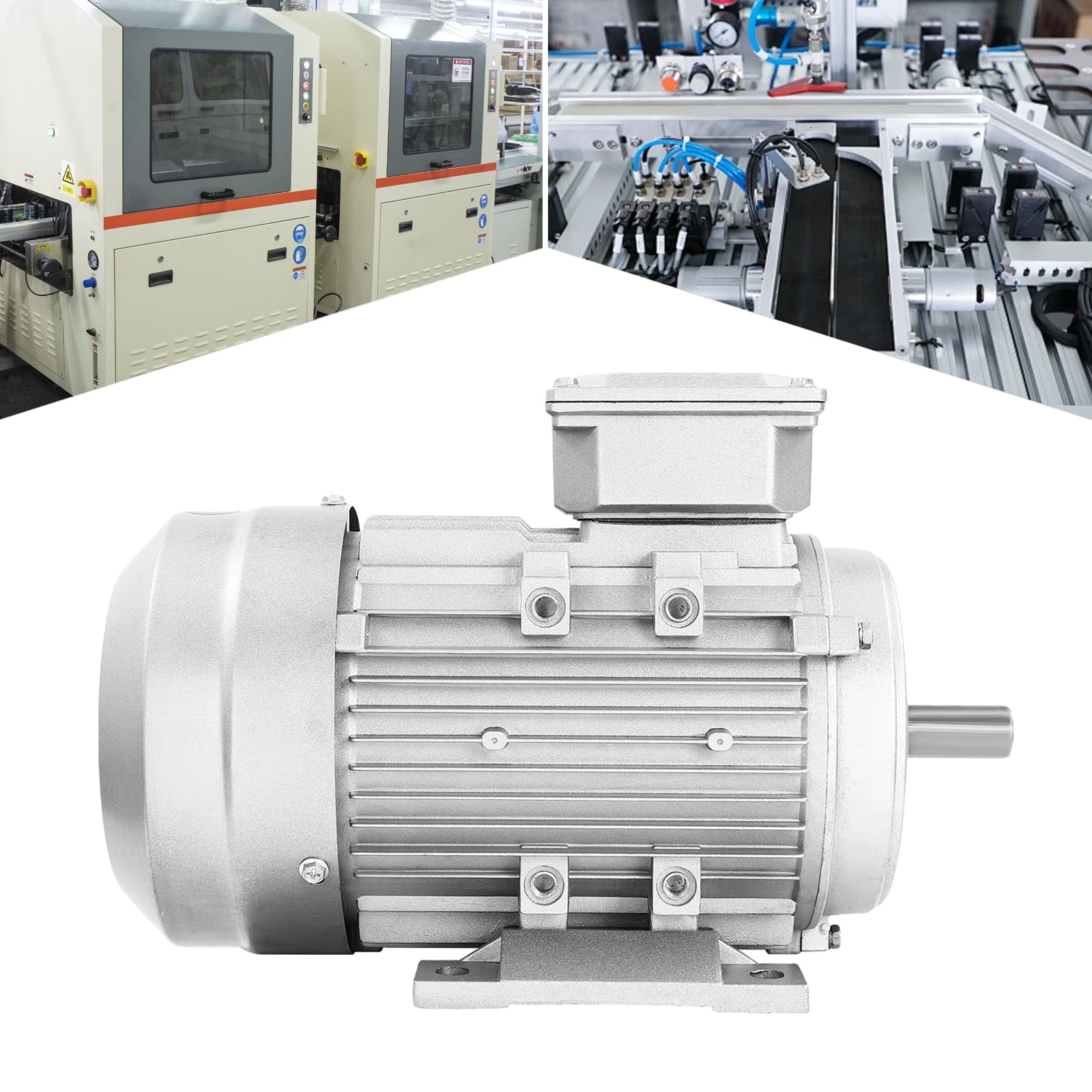 Elektromotor Drehstrommotor Aluminiumgehäuse Kupferspule Industriemotor Schutzklasse IP55 für Maschinenbau Transporttechnik und Lüfter (Wellendurchmesser 19mm, 1100W)