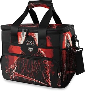 Scyther-skull-pattern Large Insulated Cooler Lunch Bag for Women Men, Wide Opening Leakproof Lunch Box for Adults, Lunch Tote Bag with Shoulder Strap for Travel Work Picnic,15L