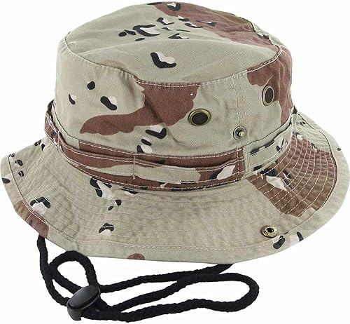 Gorro militar 100 % algodón, sombrero de pesca, safari, verano con tira para hombre (más de 15 colores), S M, Desert Camo