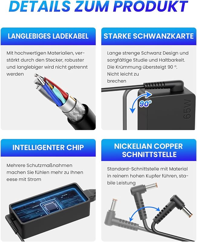 DINTYOU 65W Töltő 5.5x2.5mm - JBL Xtreme, Xtreme 2 Bluetooth Hangszóróhoz - Univerzális Adapter Toshiba, HP Készülékekhez - Gyorstöltő Funkc