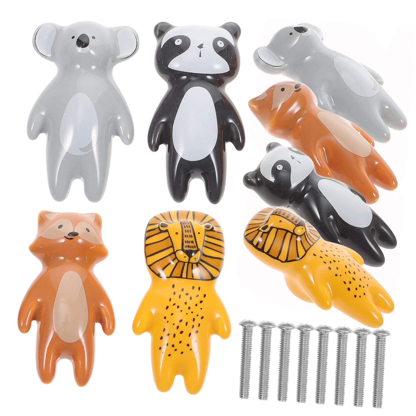 NUOBESTY 8 Pomelli in Ceramica e Lega a Forma di Animale, Maniglie Decorative per Armadio e Cassetti, Facili da Installare per Cameretta
