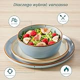 vancasso RENO serwis stołowy 18-częściowy, 6 talerzy obiadowych, 6 talerzy deserowych, 6 misek, odporny na zarysowania, nadaje się do mycia w zmywarce i używania w kuchence mikrofalowej, wielokolorowy