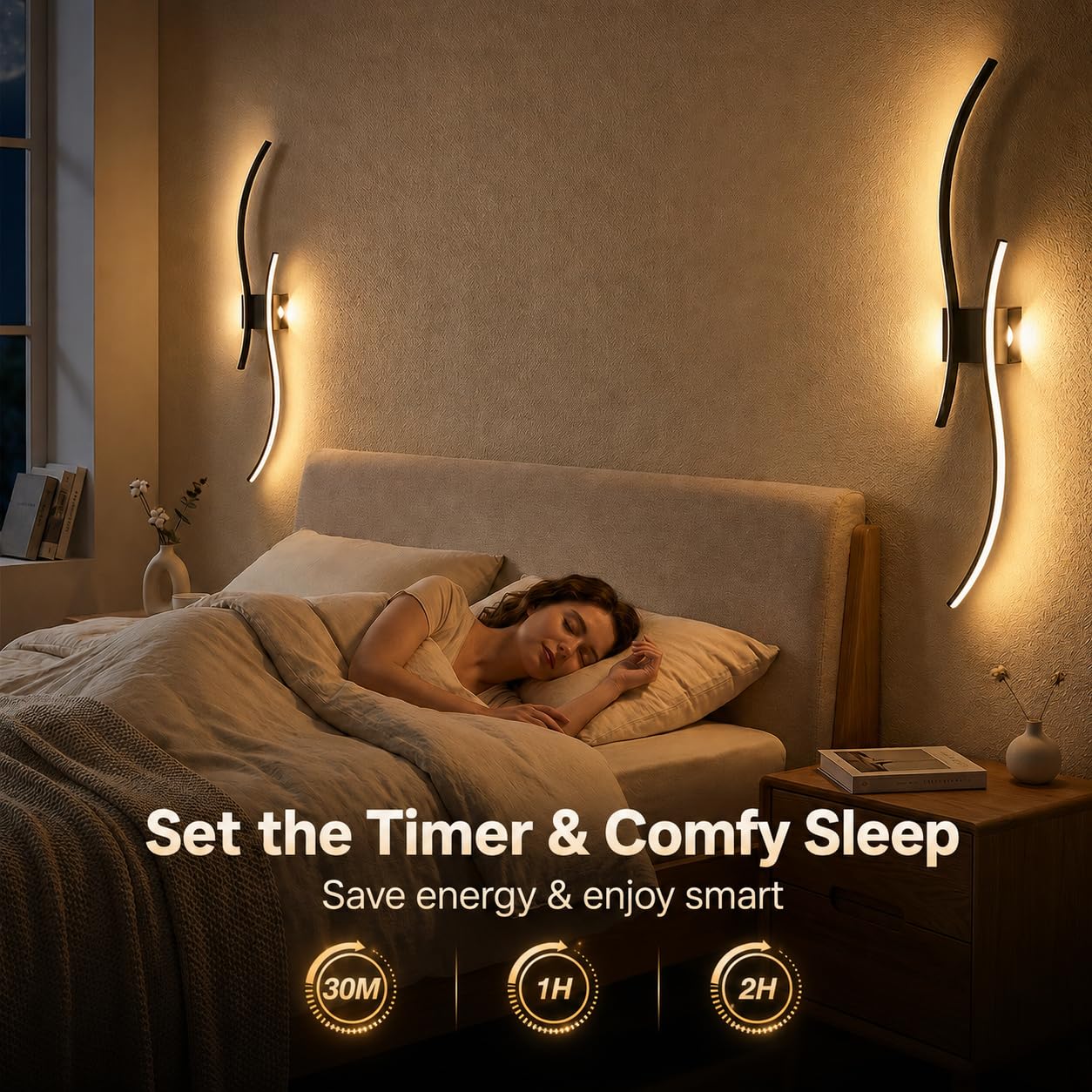 Led Wandleuchte Innen Akku mit Fernbedienung,Wandlampe Schwarz Modern Lampe Wand mit Dimmbar&Timing-Funktionen Kabellose Wandleuchte für Wohnzimmer Schlafzimmer Flur Treppen,2 Stück,100CM