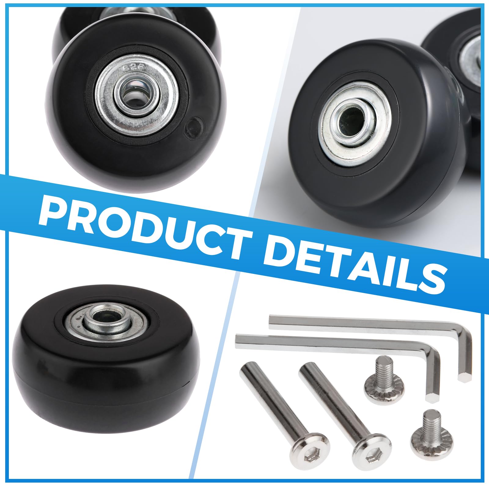 Ruedas De Repuesto Para Maletas - 2 Unidades 64x18 Mm, Incluye Ejes, Tornillos Y Llave, Compatibles Con Equipaje