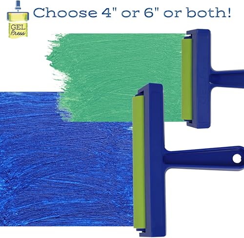 Miniatura 3 de Gel Press Brayer de goma, para grabado, álbumes de recortes, manualidades de papel, decoración del hogar y más, 4 pulgadas, azul y verde