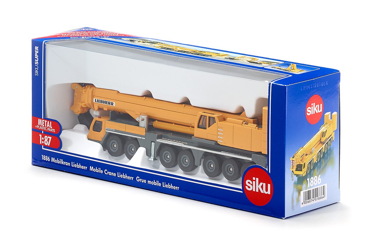 SIKU 1886 - Grue Mobile Liebherr, 1:87, Métal,Plastique, Jaune, Eléments Mobiles