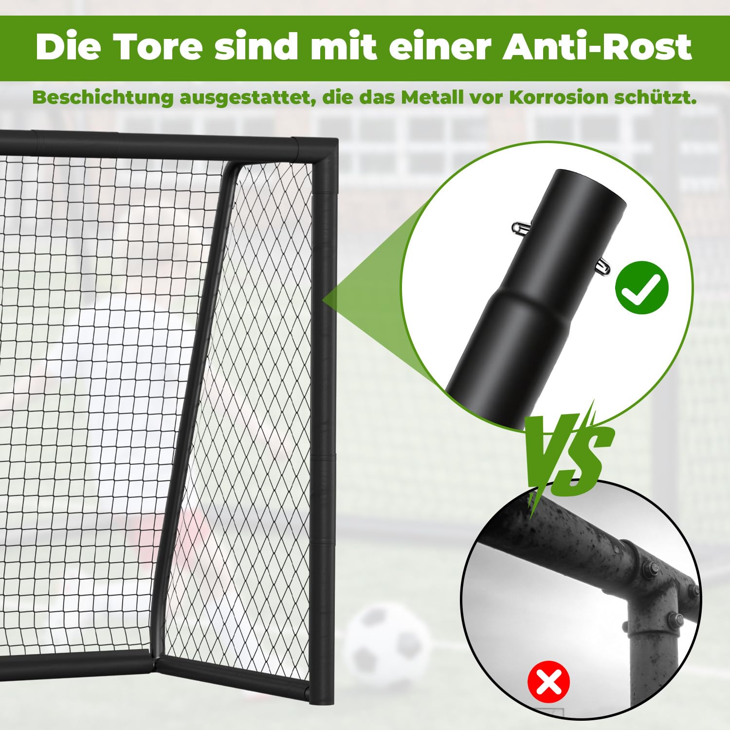 Metall Fußballtor,Fußballtor mit Stahlrahmen mit Polsterung, Erdhaken für Strand, Park, Trainingstore, Spielplatz, Hinterhof, Garten