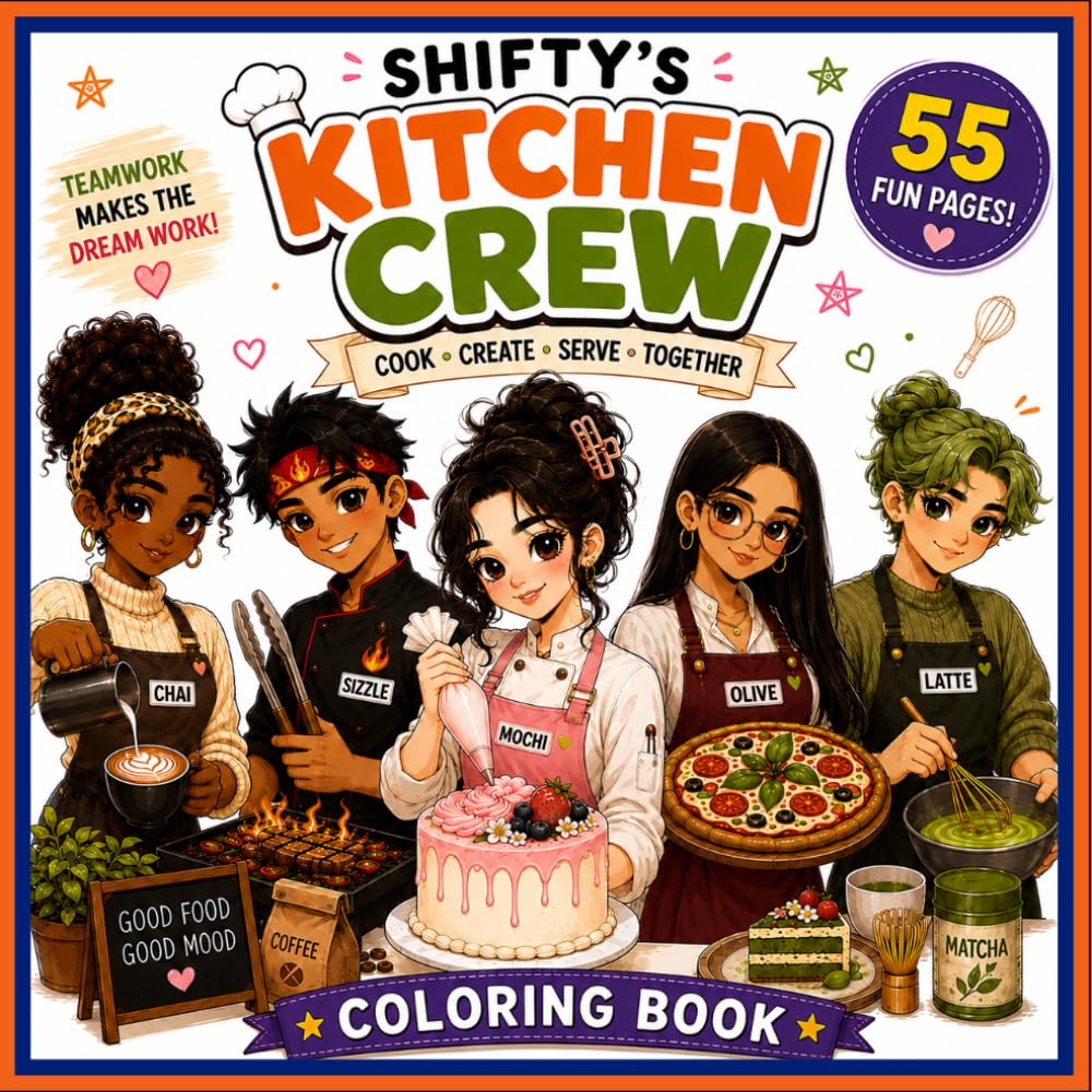 Shifty's Kitchen Crew Coloring Book: 55 Fun Pages of Cooking Adventures, Cozy Kitchens and Foodie Fun
