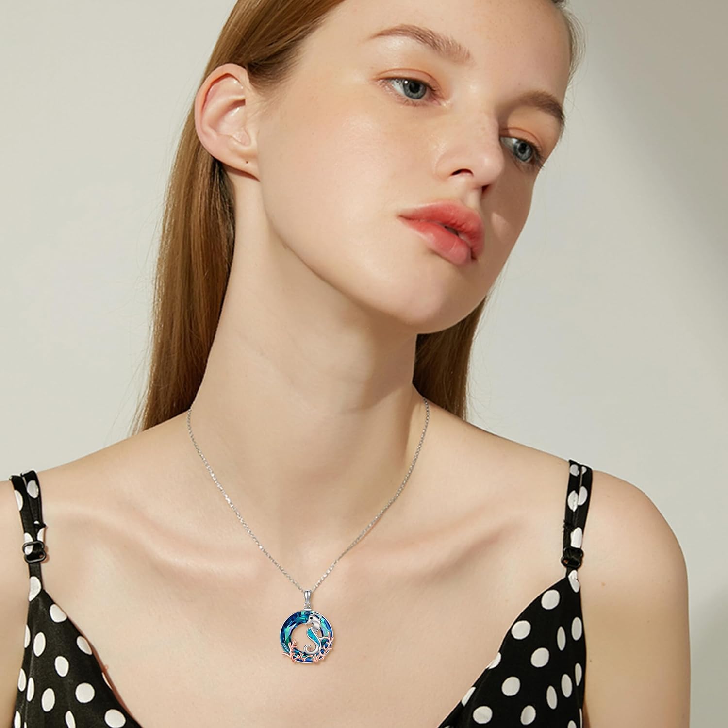 Seahorse Necklace 925 Sterling Silver Crystal Seahorse Pendant Ocean Necklace Sea Life Jewelry Gifts for Women - Image 4