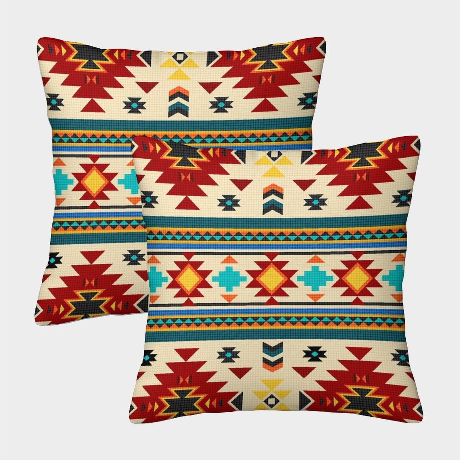 kaiyun 2 Pack Native American Patterns Luxury Digital Printed Soft 3D Themed Square Cushion Cover 40x40cm