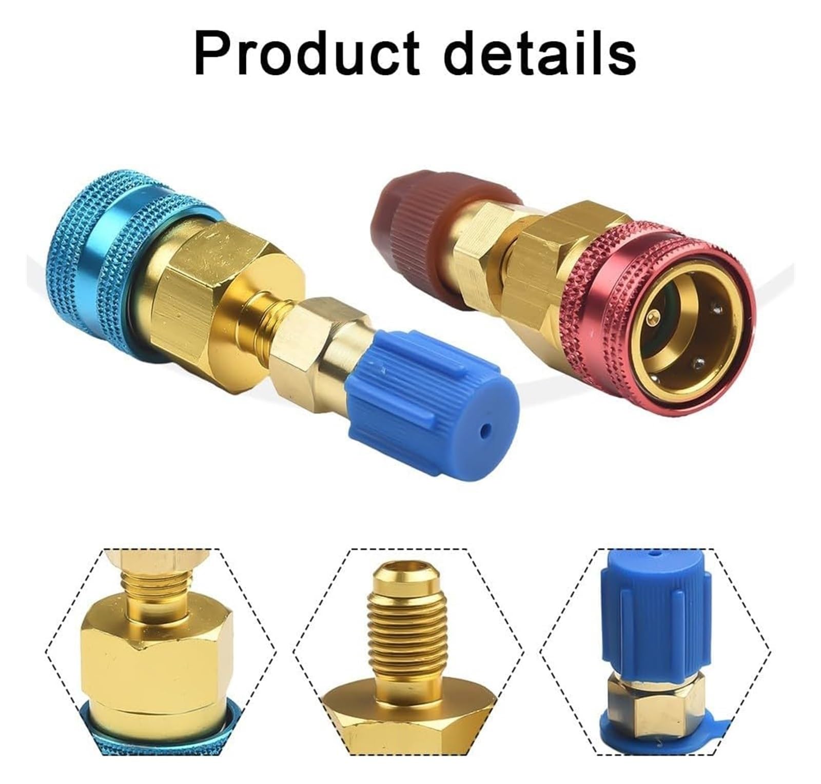 Adapter szybkozłącza do klimatyzacji samochodowej, 2 szt. szybkozłączki R134A do R1234YF, szybkozłączka boczna górna/dolna do ładowania klimatyzacji samochodowej AC