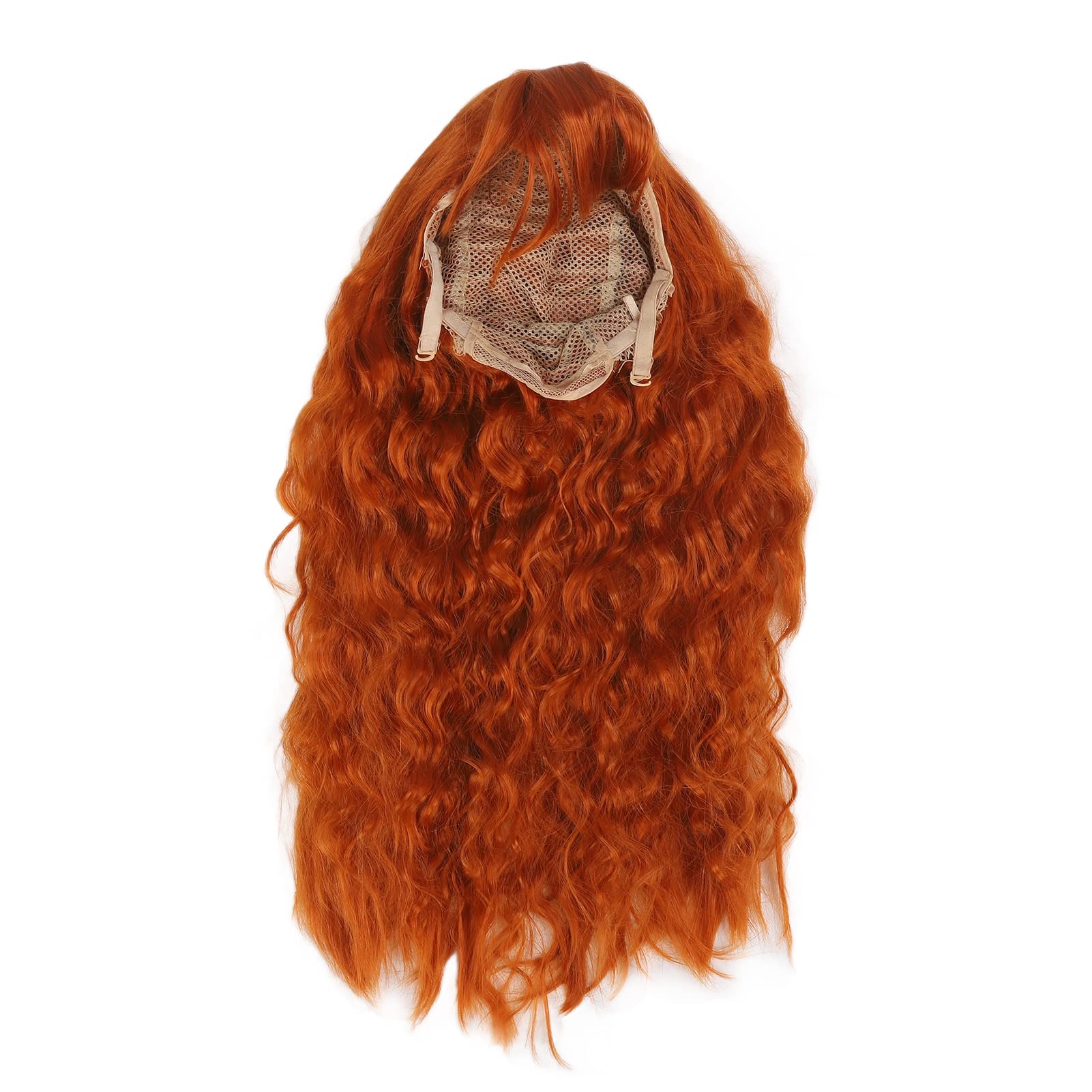 Women Curly Hair Wig, Wavy Breathable Elastic Women Wig for Halloween for Girls (Dirty Orange) - Image 4