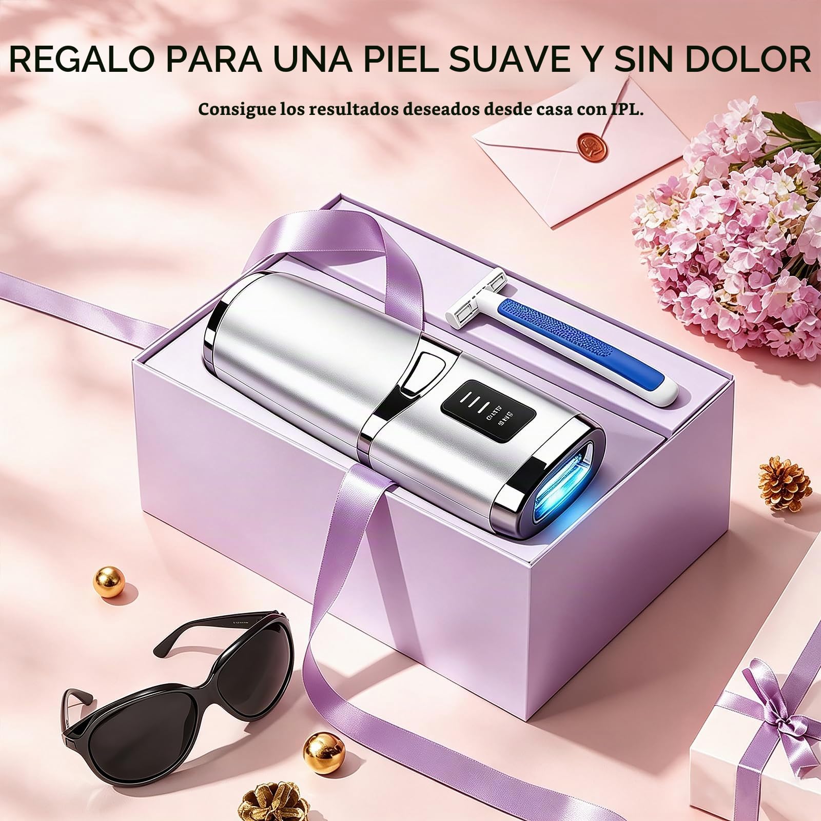 Depiladora Laser Mujer, 999.999 Flash 3 Niveles Casa, Depiladora IPL, Plata