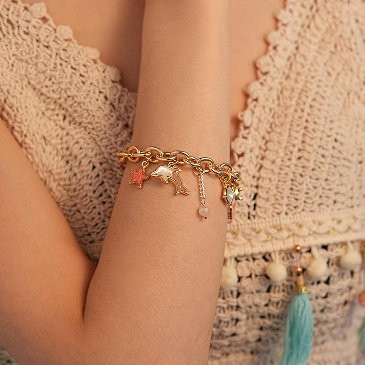 Long tiantian Shell Bracelet Summer Stuff Gold Charm Bracelet Sea Shell Beach Dresses Starfish Charm Bracelets for Women Trendy 2025 - Image 3