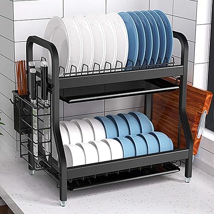 Amazon 水切りラック シンク上 ステンレス製 ディッシュラック 3層 水切りカゴ ブラック シルバー キッチン 食器 かご 耐久性良い おしゃれ 簡単組み立て 折りたたみ 水切りスタンド 水切りラック オンライン通販