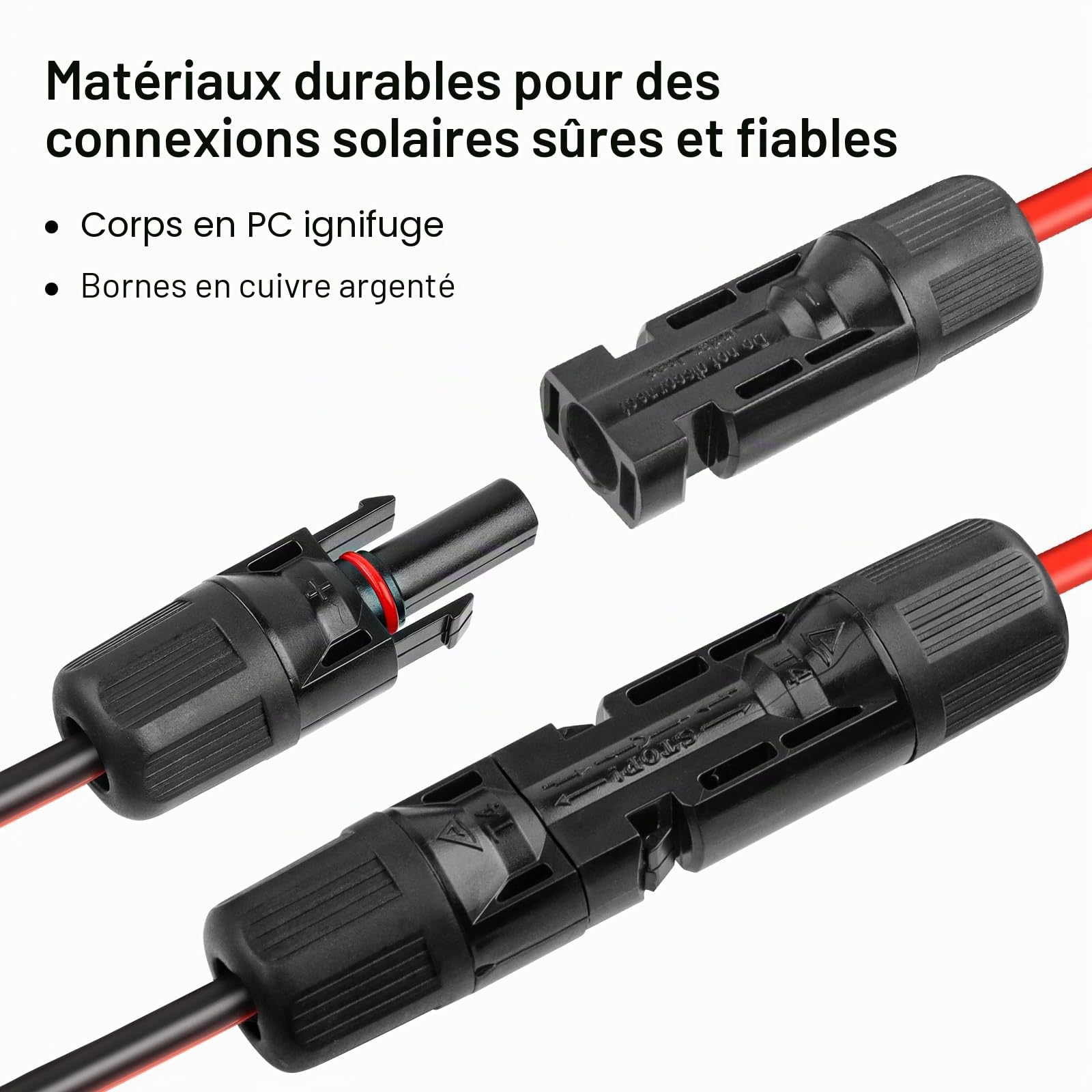 XRDS -RF Câble de connexion solaire vers XT60 10,7 m, câble d'extension solaire vers XT60 femelle 10 AWG, câble d'alimentation 600 V pour panneaux solaires, batteries, stations d'énergie - Transfert