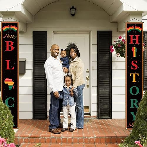 Miniatura 2 de Nepnuser Feliz Mes de la Historia Negra Banner de Porche Puerta Delantera de Febrero Windoor Pared Interior Exterior Decoración Photo Booth Telón de