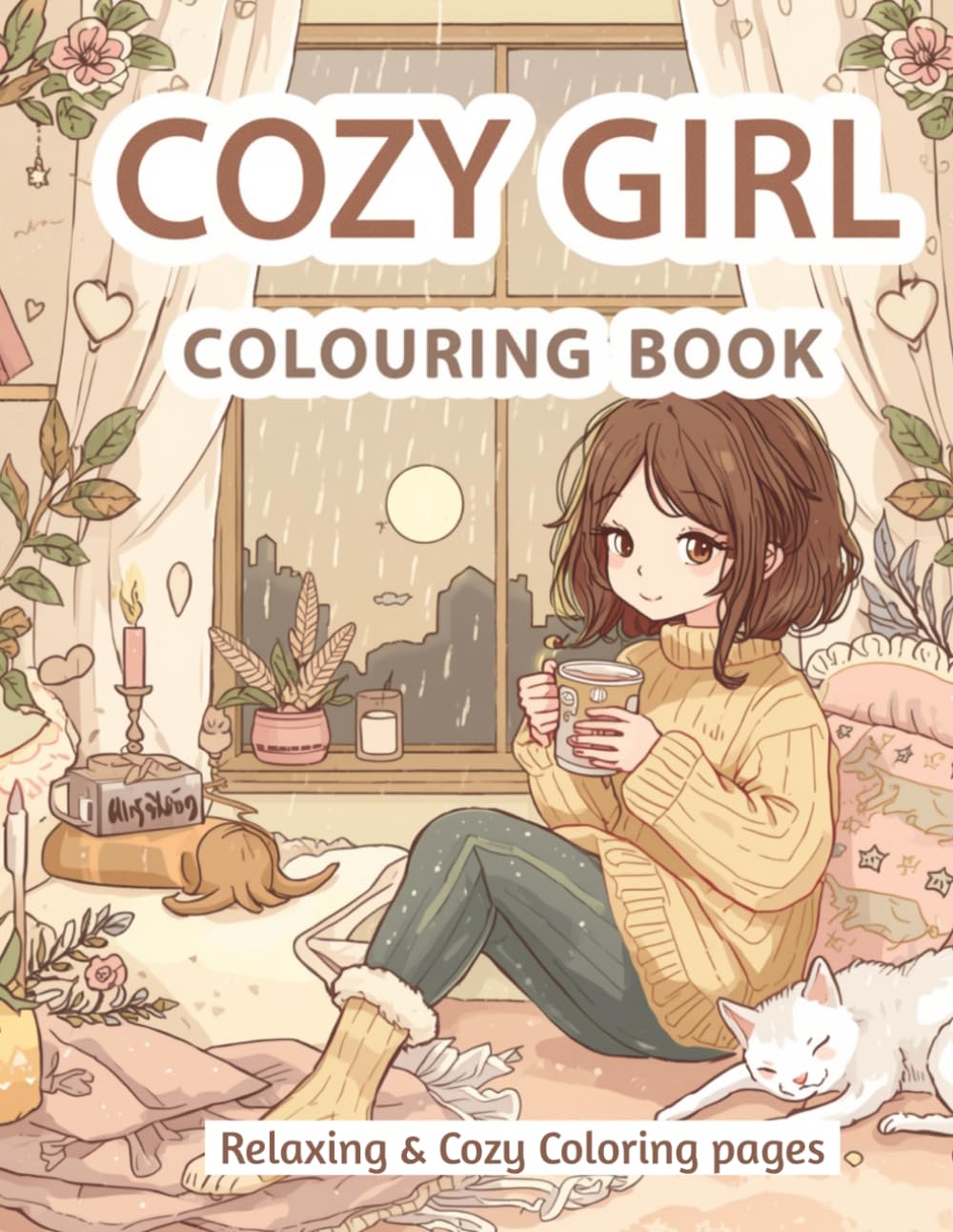 Cozy Girl Colouring Book: Cute Aesthetic Scenes, Rooms And Self Care Moments For Teens and Adults