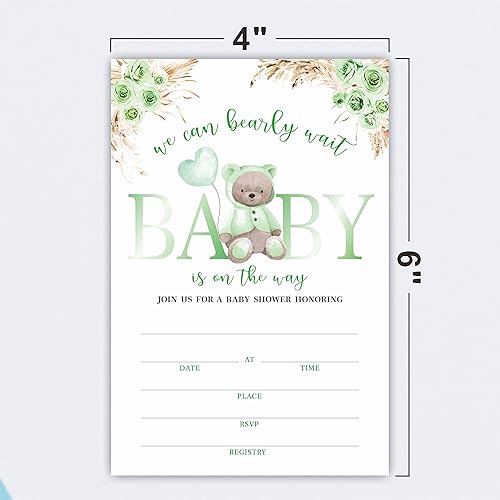 Miniatura 3 de JCVUK Juego de 25 invitaciones de baby shower con sobres boletos de rifa de pañales y tarjetas de solicitud de libro de baby shower fiesta temática