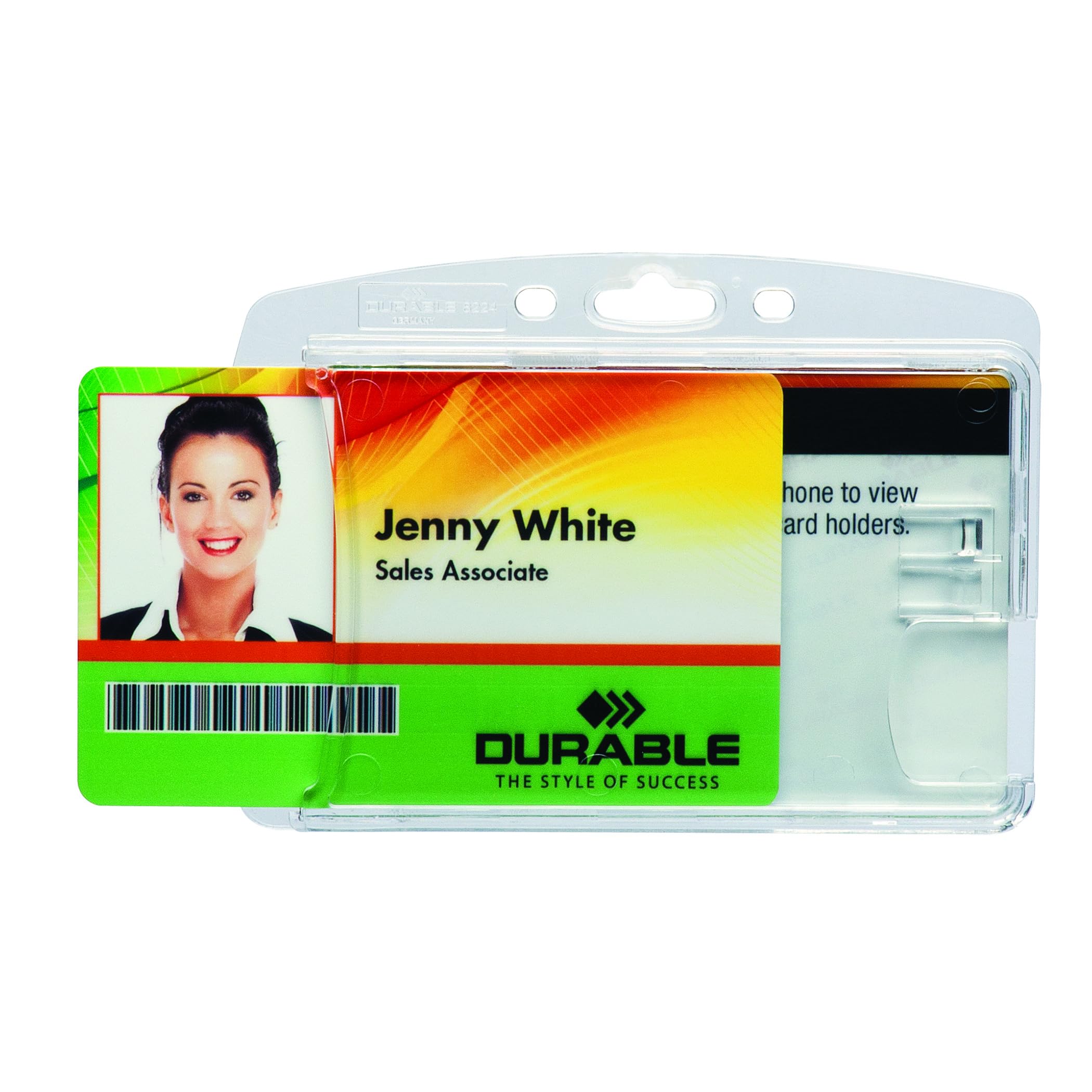 Durable podwójne pudełko na 2 identyfikatory firmowe/bezpieczeństwa w formacie 54 x 85 mm, opakowanie 10 sztuk, przezroczyste, 892419