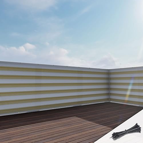 Miniatura 7 de E&K Sunrise - Pantalla para valla de privacidad para balcón, 3 x 15 pies, con bridas de cremallera, protección UV para terraza, patio, patio,