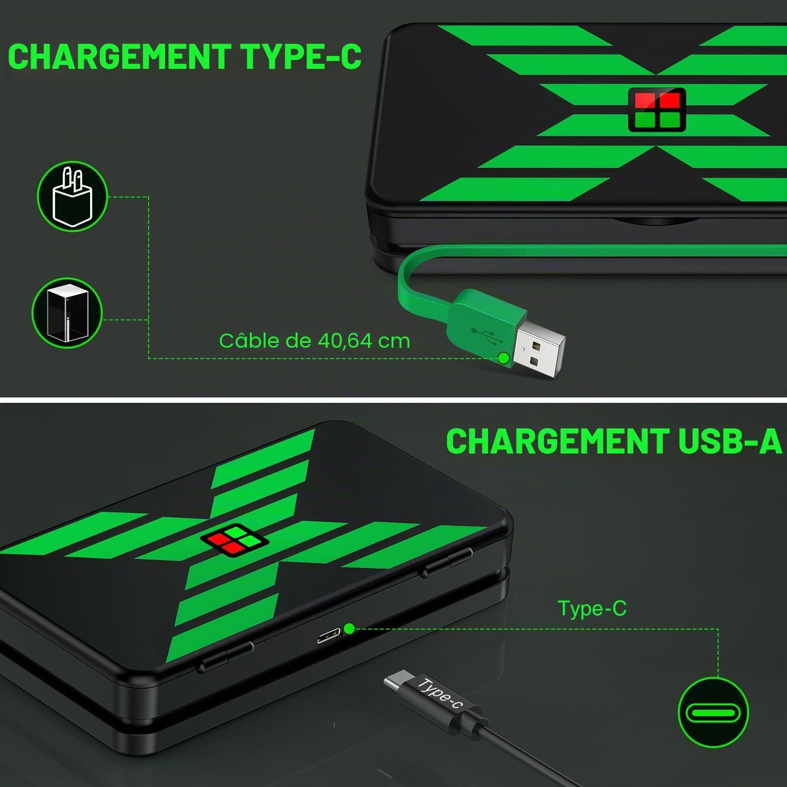 Lot de 4 batteries 5520 mWh pour manette Xbox Series X/Xbox Series S - Pour manette Xbox One/One S/One X/One Elite - Station de charge - Monnaie interne de jeu