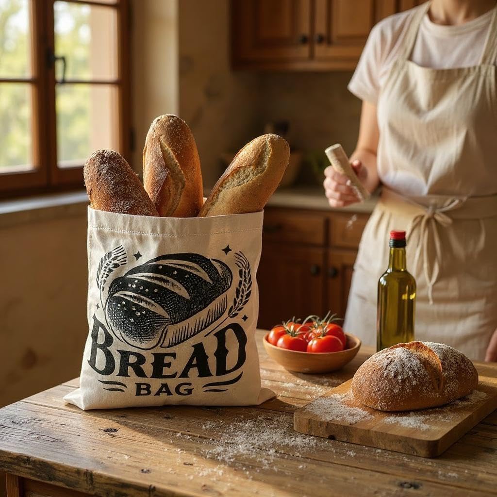 Premium Organic Bread Bags for Homemade & Sourdough Loaves - 2 Pack XL (12x17 Inch) - Reusable Linen Storage with Inner Lining - Keeps Bread Fresh Longer - Eco-Friendly & Durable