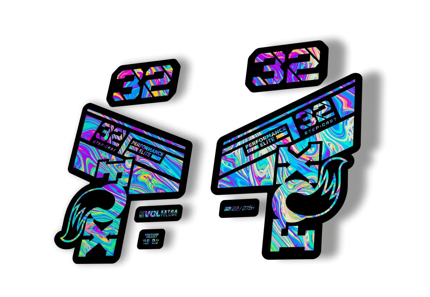 Fork Replacement Decal Sticker Compatibale for Fox 32 2021 Step Cast Elite Series Oil Slick 1 (Matte)