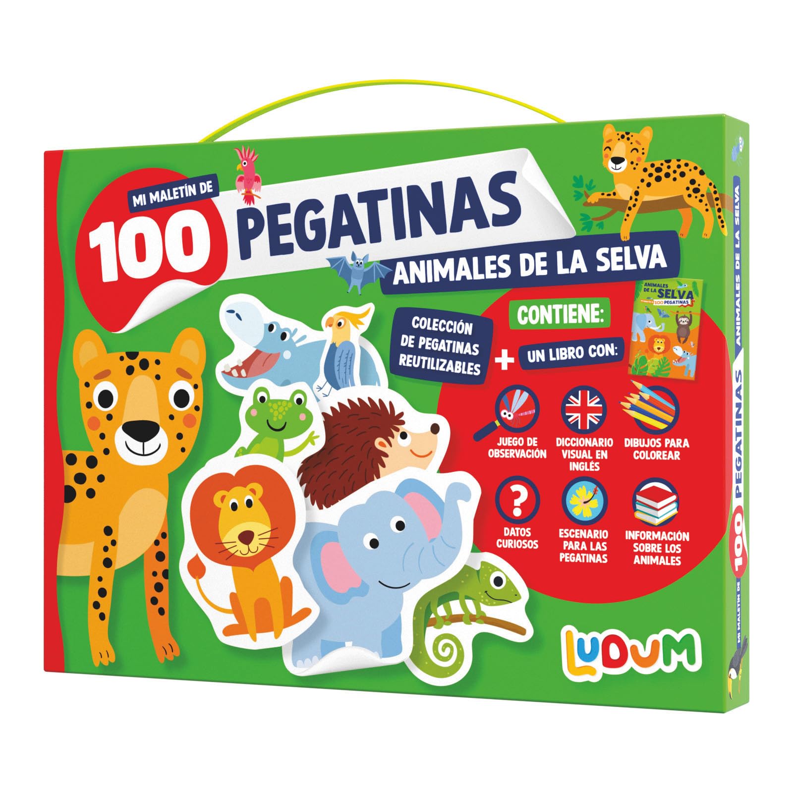 LUDUM - MALETIN 100 PEGATINAS - ANIMALES EN LA SELVA