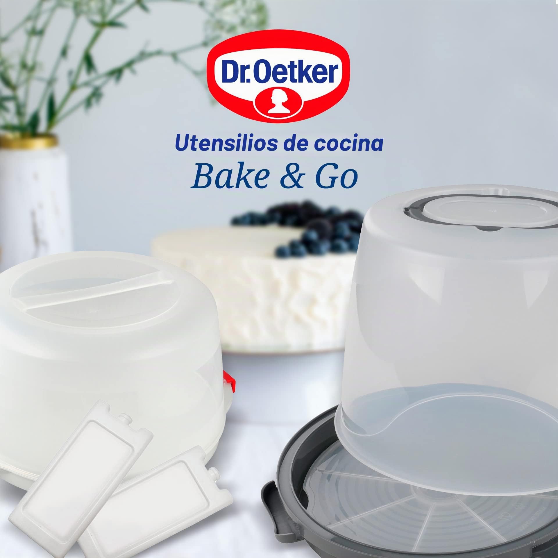 Dr. Oetker Caja de transporte para tartas extra alta, redonda, con estante, para tartas de 20 cm de altura
