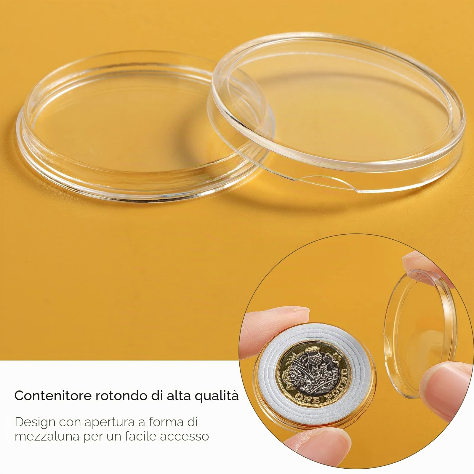 100 Pezzi Scatola Portamonete in Legno, Capsule per Monete, Portamonete in Legno per Collezionisti con Capsule per Monete da 18 mm/20 mm/23 mm/25 mm/27 mm/30 mm