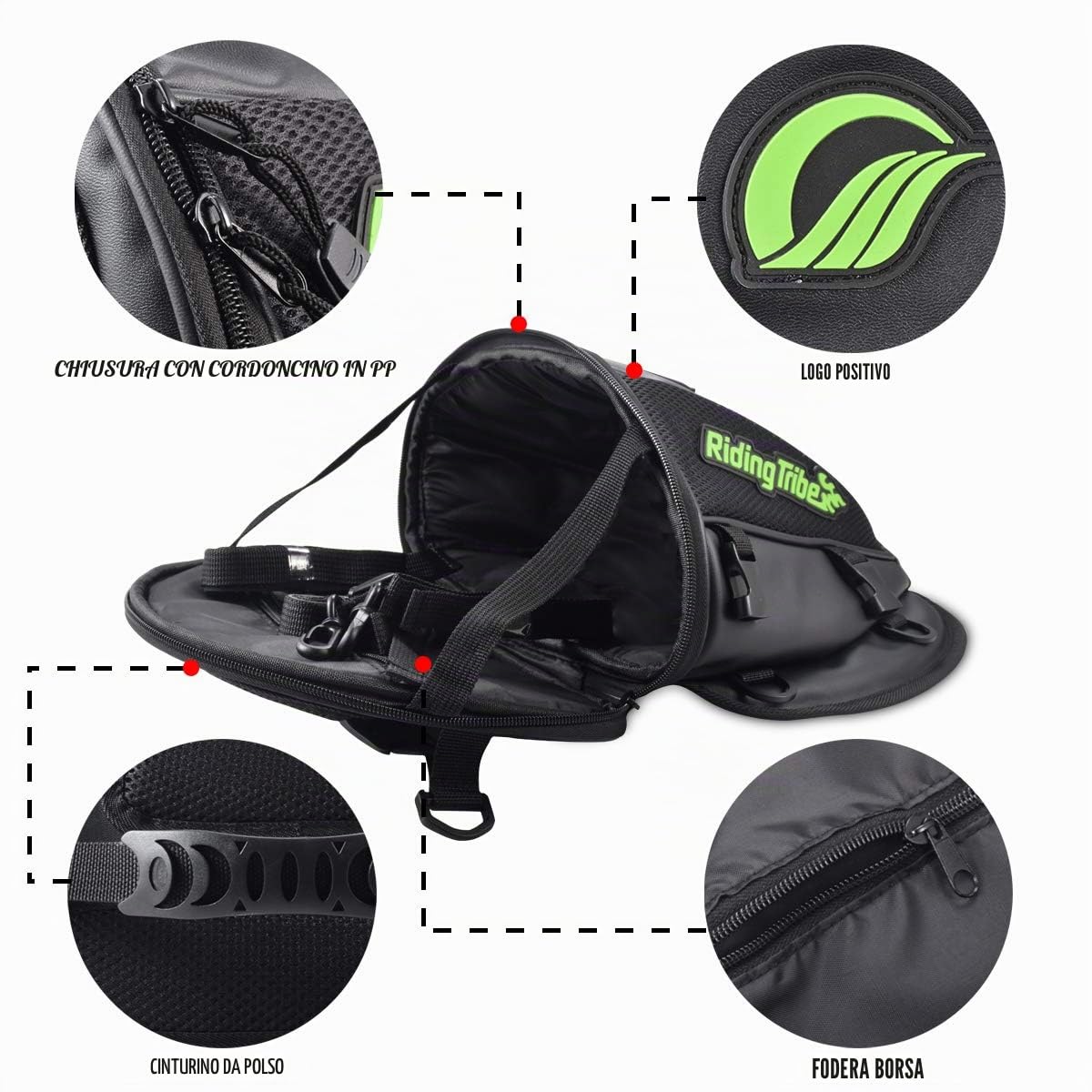 KaTur Borsa da serbatoio per sedile posteriore per moto Borsa da sella di stoccaggio in pelle PU multifunzionale impermeabile per moto Sedile posteriore Accessori per coda super leggera Borse -Nero