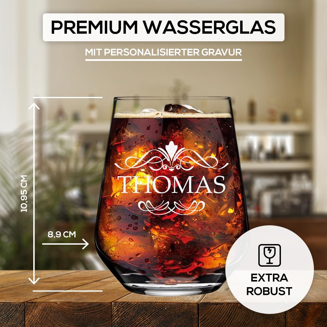 polar-effekt Trinkgläser aus Glas 425 ml 6er-Set mit Gravur - spülmaschinenfeste Wassergläser - ideal für Wasser, Saft und Cocktails - nachhaltig BPA-Frei