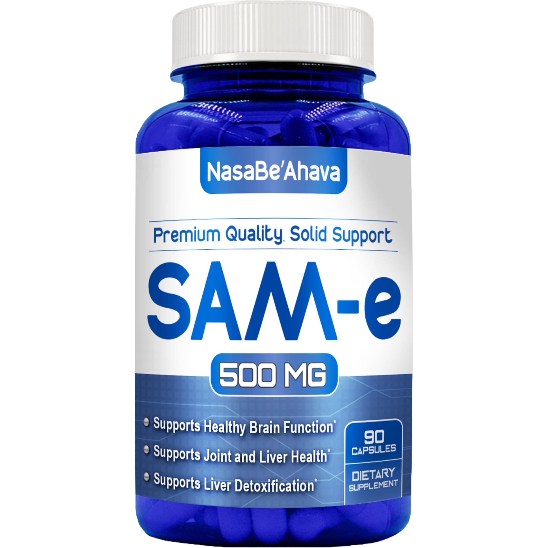 SAM-E Supplement 500mg | Easy Absorption S-Adenosyl-L-Methionine SAM-e 500mg for Bone and Mood Support Supplement | Made in The USA Non-GMO and Gluten Free (90 Day Supply)