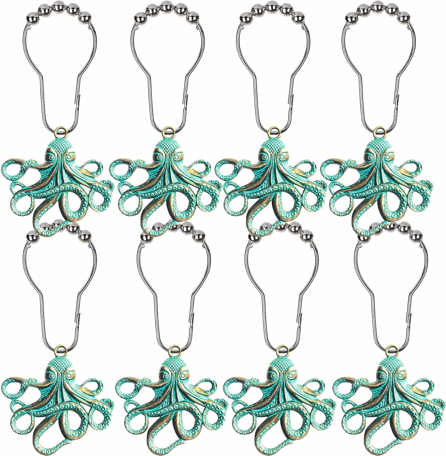 HCY 12Pcs Lovely Octopus Shower Curtain Hooks Rustproof
