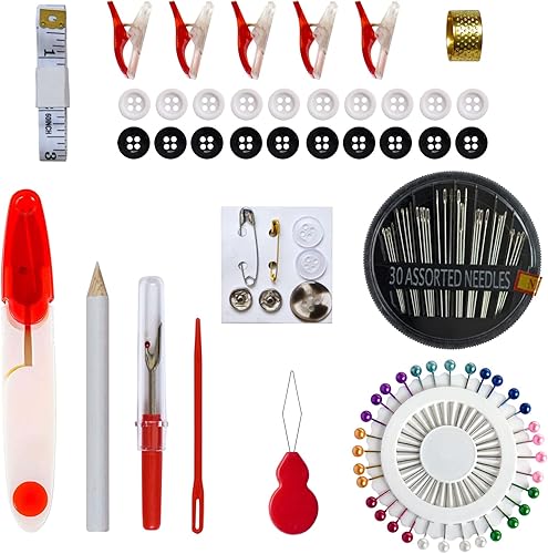 Miniatura 3 de 48 Kit de costura para mujeres, mamá, viajera, adultos, principiantes, emergencias, suministros de costura accesorios con tijeras, dedal, hilo,