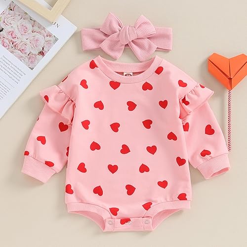 Miniatura 2 de Kayotuas Sudadera de burbujas para bebé y niña mameluco para el día de San Valentín overol de cuello redondo suéter de primavera