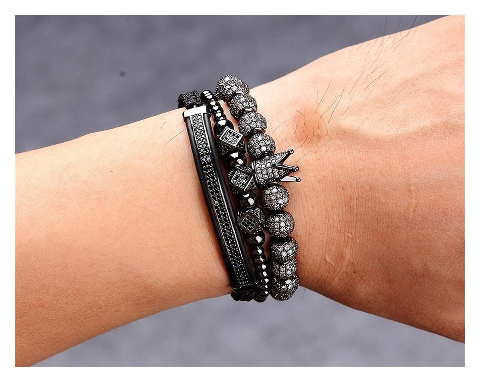 JCAKES Bracciali con perline Bracciali Gioielli Ragazze Intreccio Braccialetto di perline fatto a mano Zirconia Pavimentato Bend Bar Charm Corda Gioielli Regalo for uomo Donna Delicato