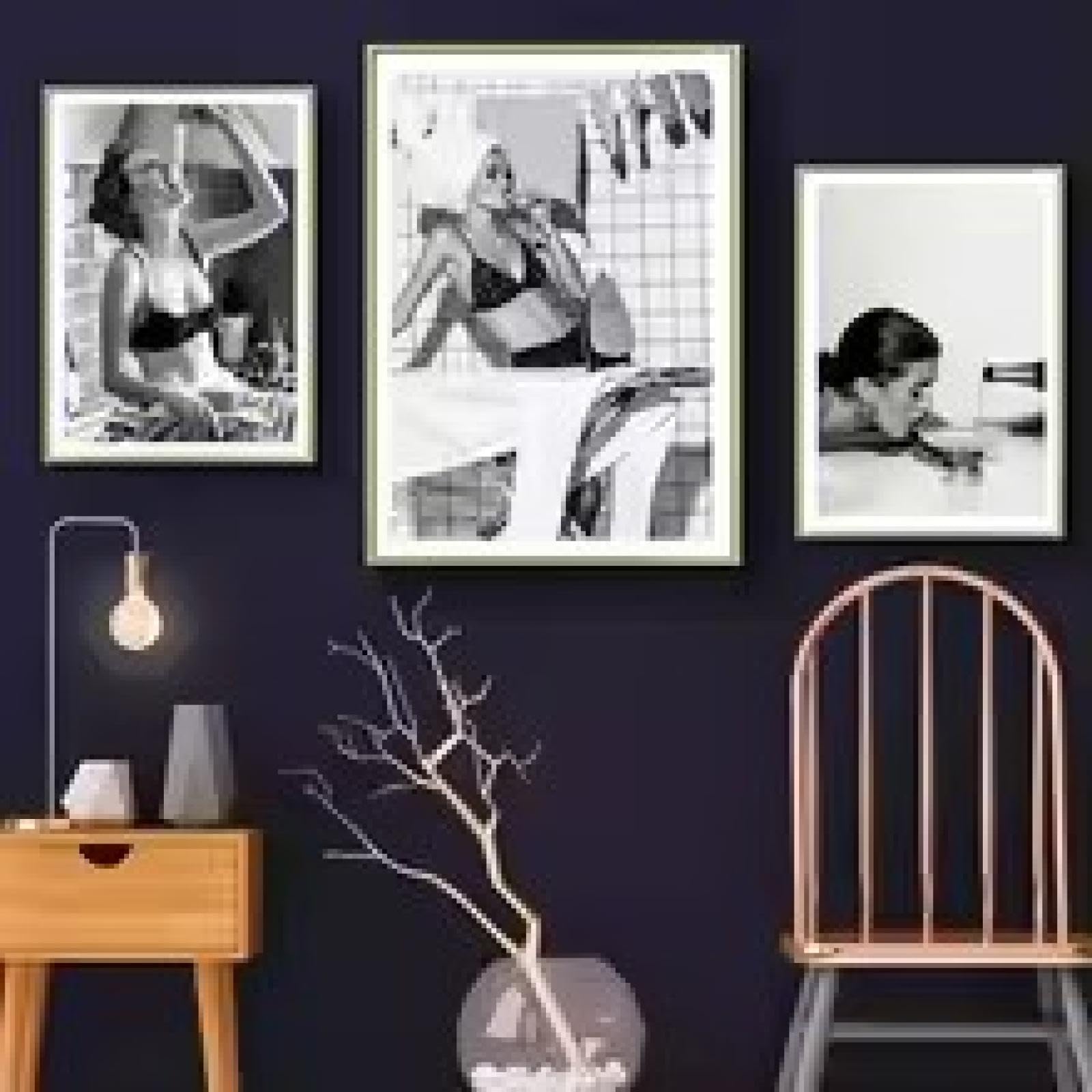 Peinture sur toile art mural luxe tableau noir et blanc avec cadre - 8