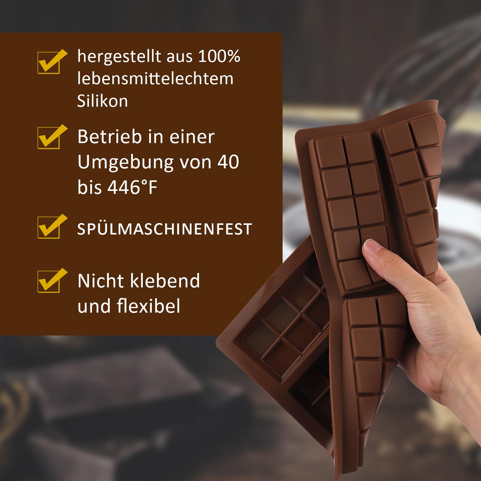 Moule à Chocolat Silicone Dubai 3 Pièces - Tablette XL Antiadhésif Pour Chocolats, Bonbons Et Crème De Pistache