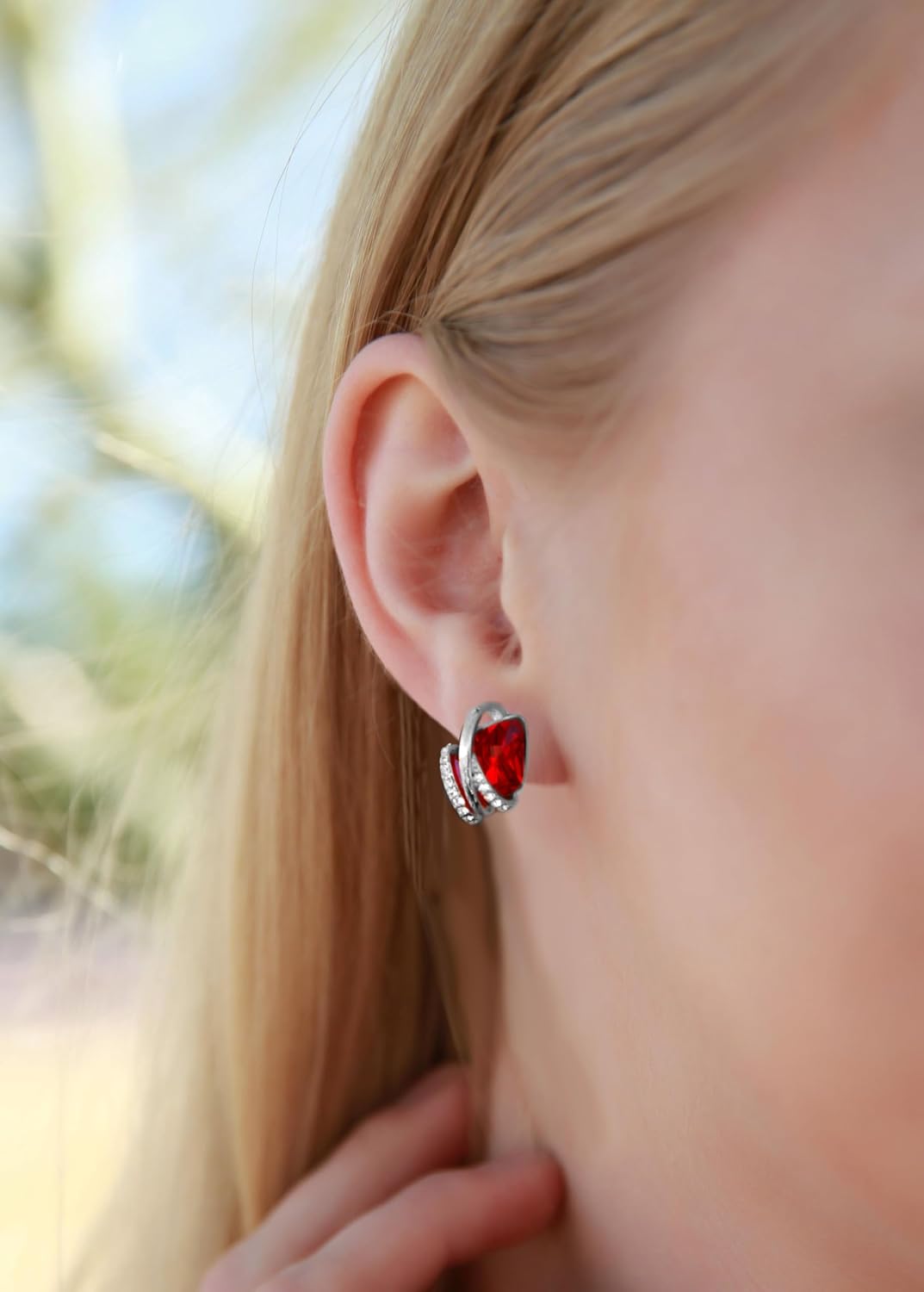 Leafael Gifts for Women, Wish Stone Stud Earrings with Birthstone Crystals, 18K Rose Gold Plated or Silver-tone image 2