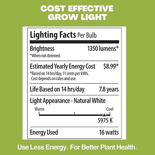 Miniatura 7 de Norb BOTANIC - Luz LED de cultivo de alta calidad, bombilla PAR38 de espectro completo, 1350 lúmenes, eficiencia energética, espectro solar que